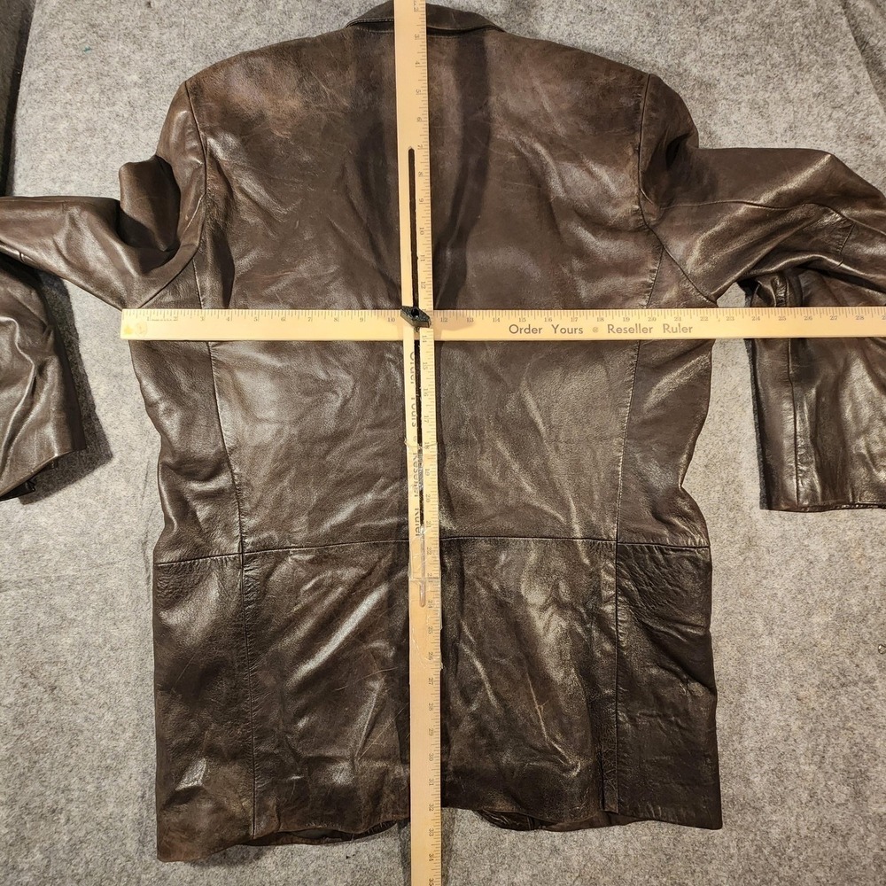 Vintage Hugo Boss Leather Jacket Mens 44R Brown Lambskin Blazer Coat Y2K 90's - Picture 8 of 13